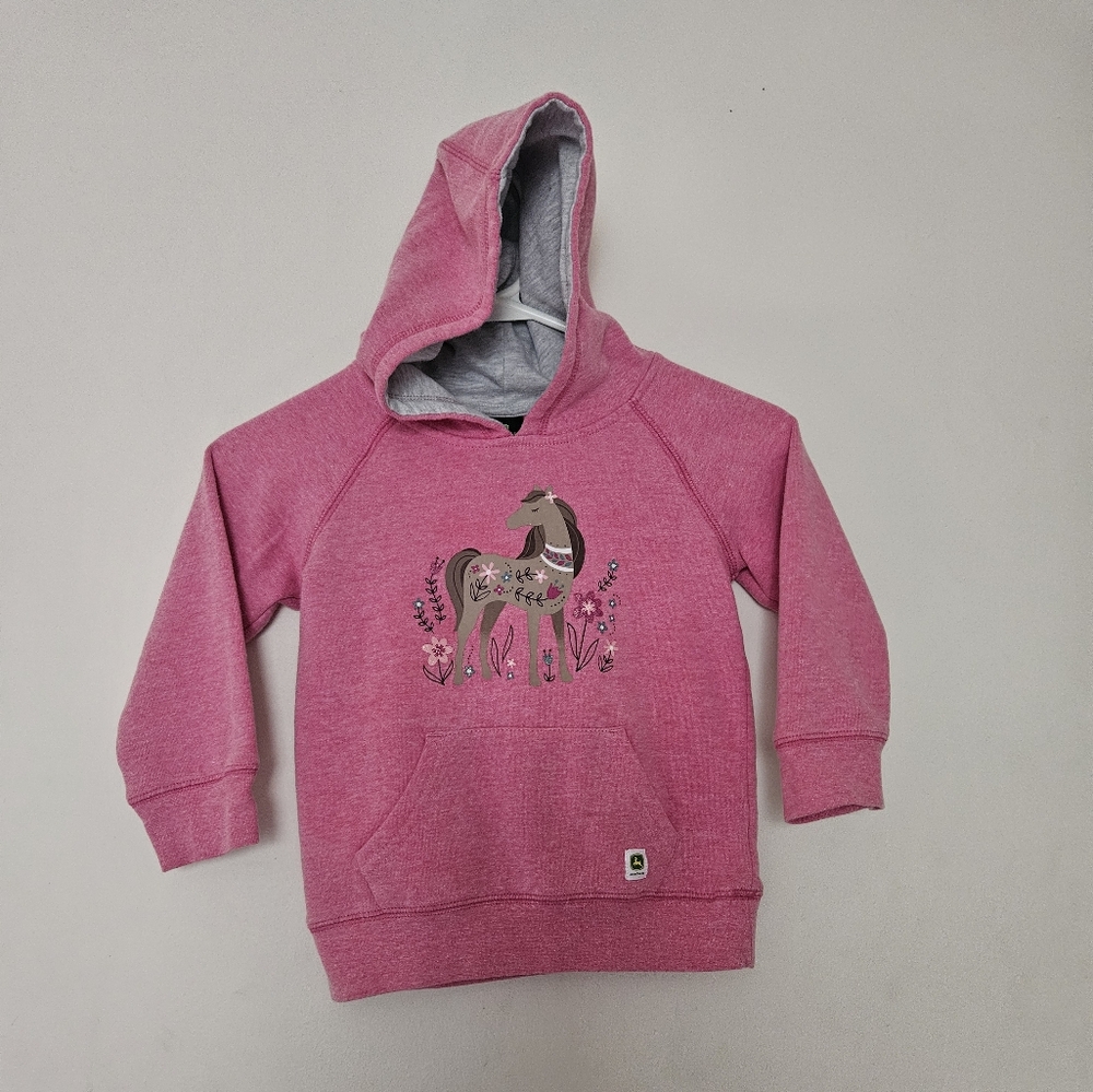 4T Pink John Deere Hoodie with Horse‎ Design